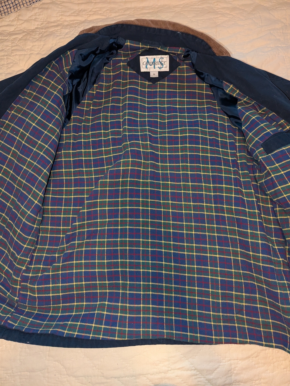 Classic Navy Cotton Jacket with Corduroy Trim Cambridge MS - Picture 4 of 6